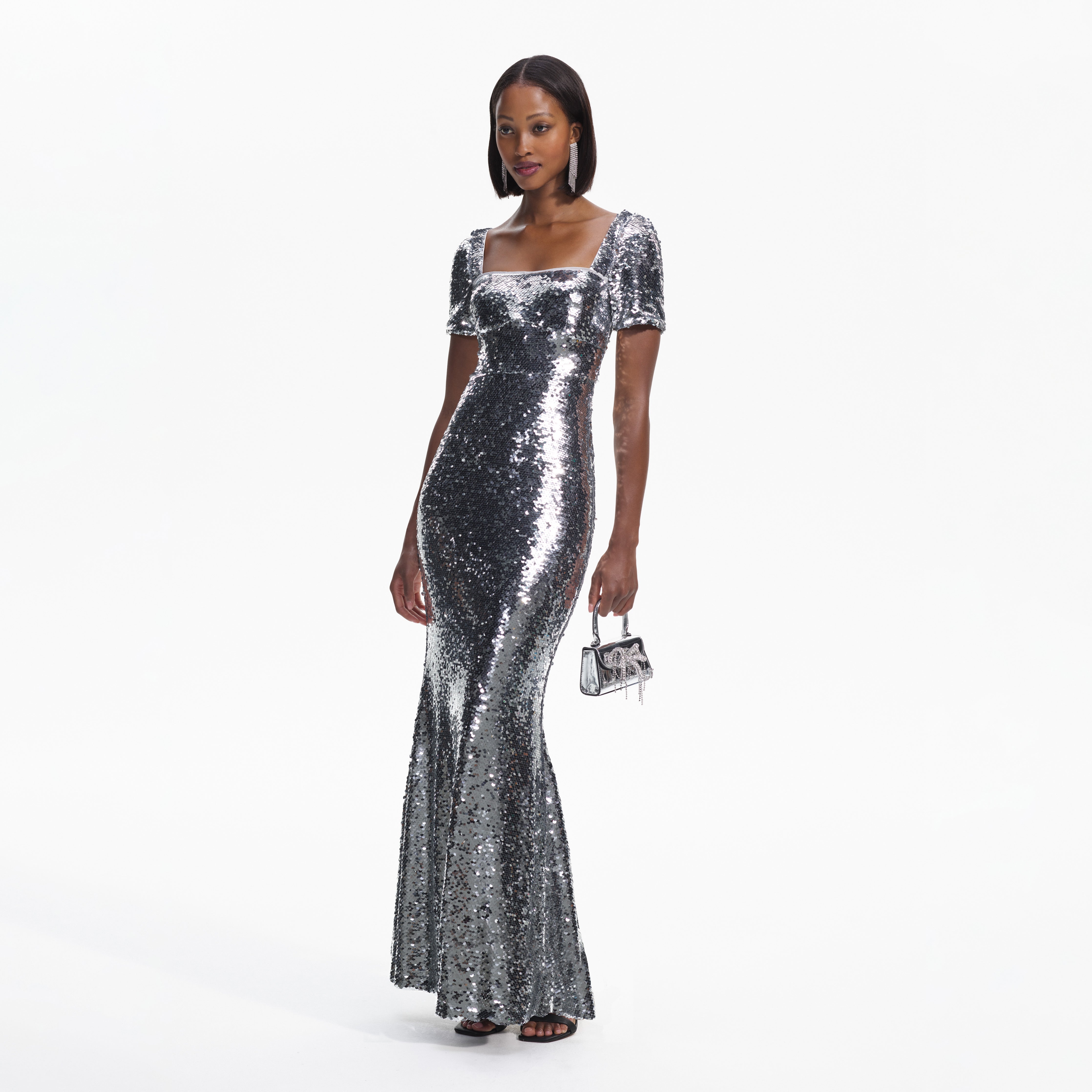 GB Sleeveless Scoop Neck Illusion Back Slit Hem Beaded Glitter Long Dress |  Dillard's
